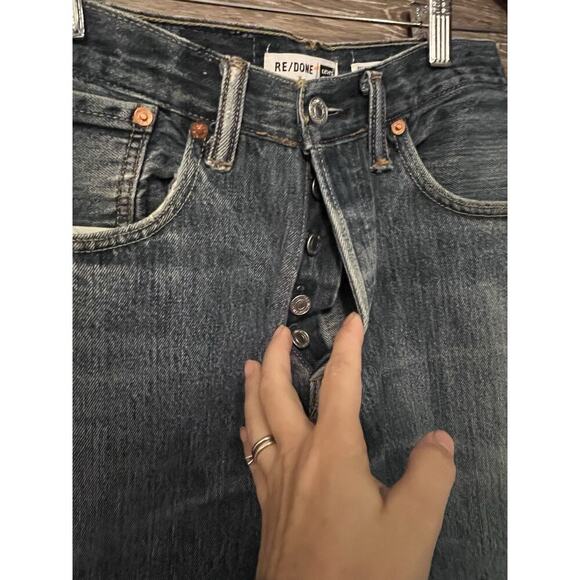 RE/DONE Levi’s Jeans Women's 23 Blue 501 High Rise Skinny Distressed Butterfly - Picture 5 of 10